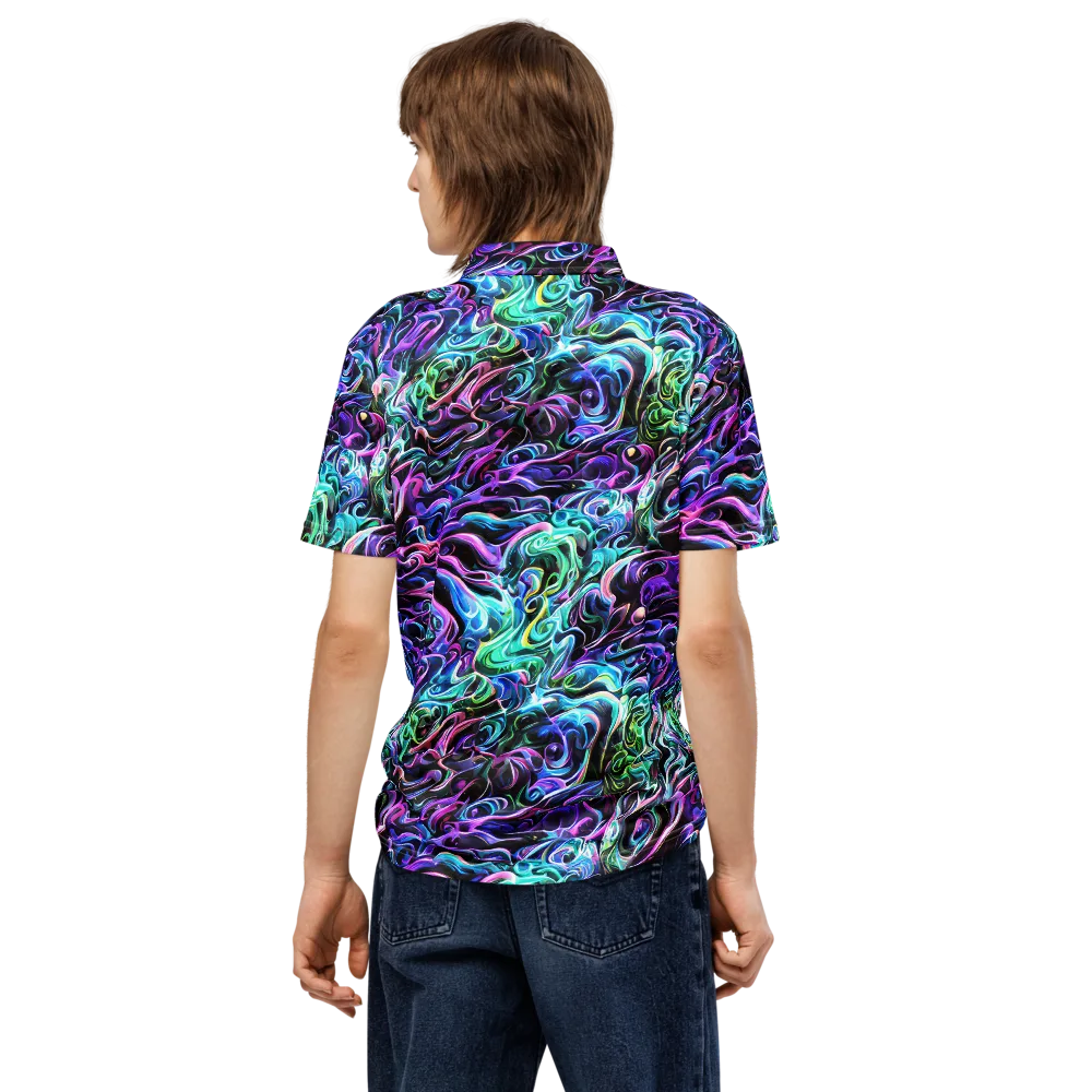 Afterglow Riptide on Men's Slim Fit Polo Shirt — Back