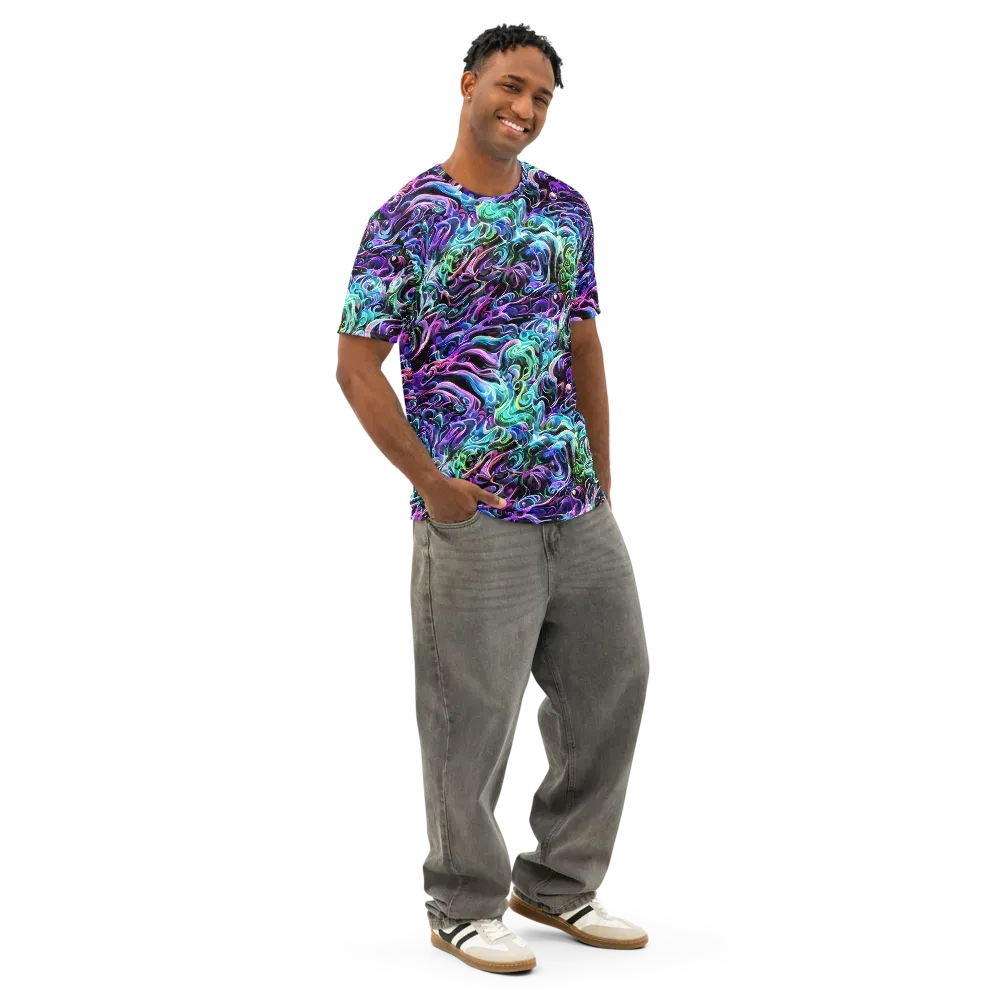 Afterglow Riptide on Men's Cotton Crew Neck T-Shirt — Right Front