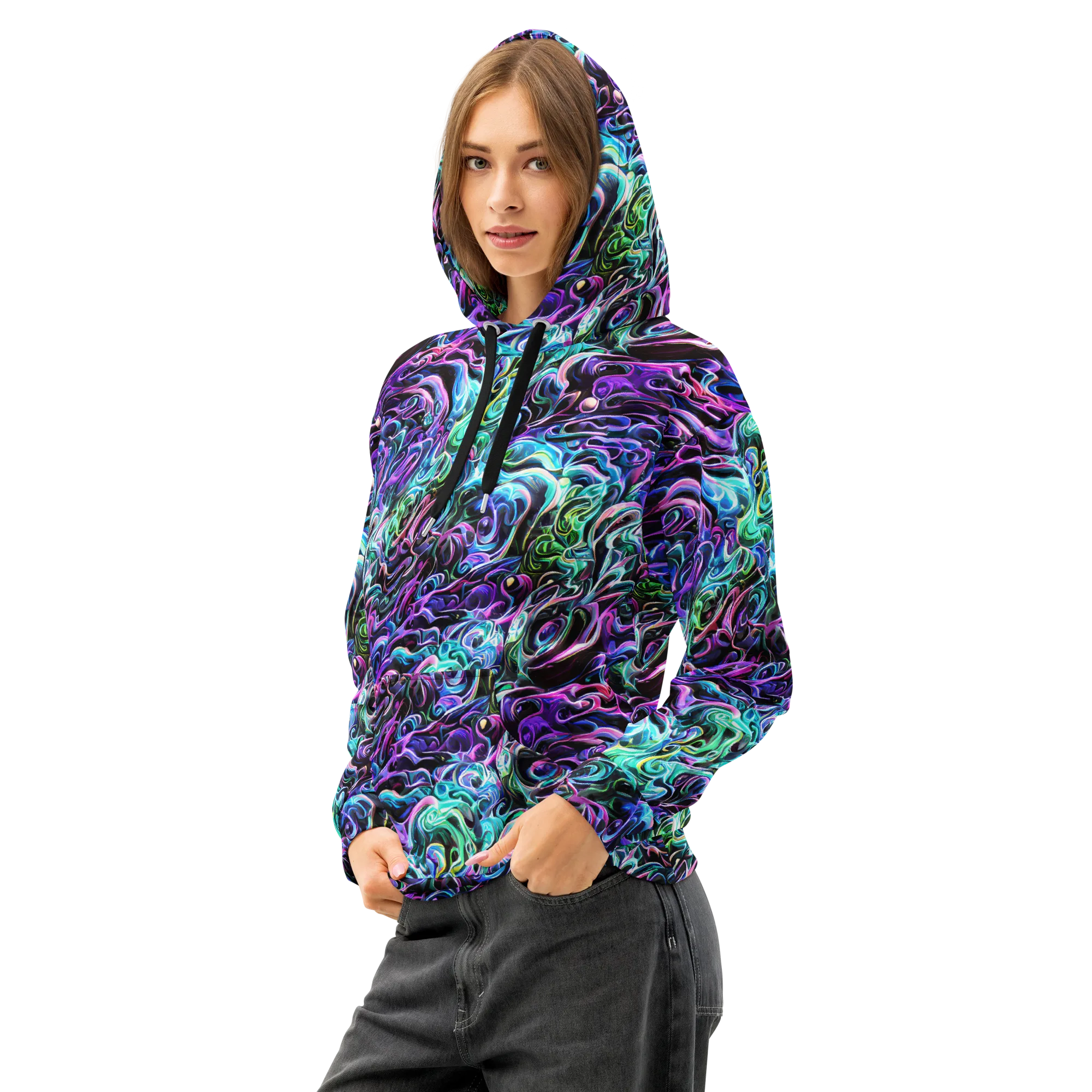 Afterglow Riptide on Cotton Hoodie — Left Front