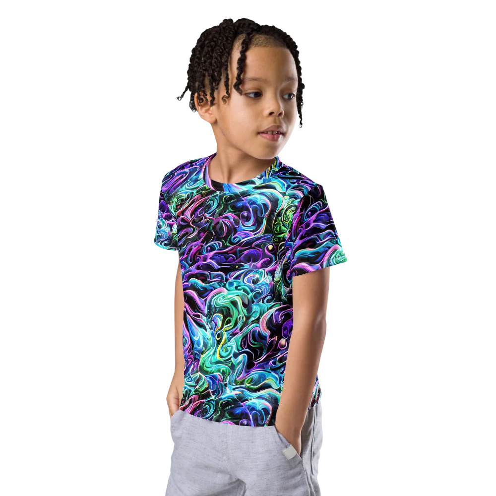 Afterglow Riptide on Kids Crew Neck T-Shirt — Left Front