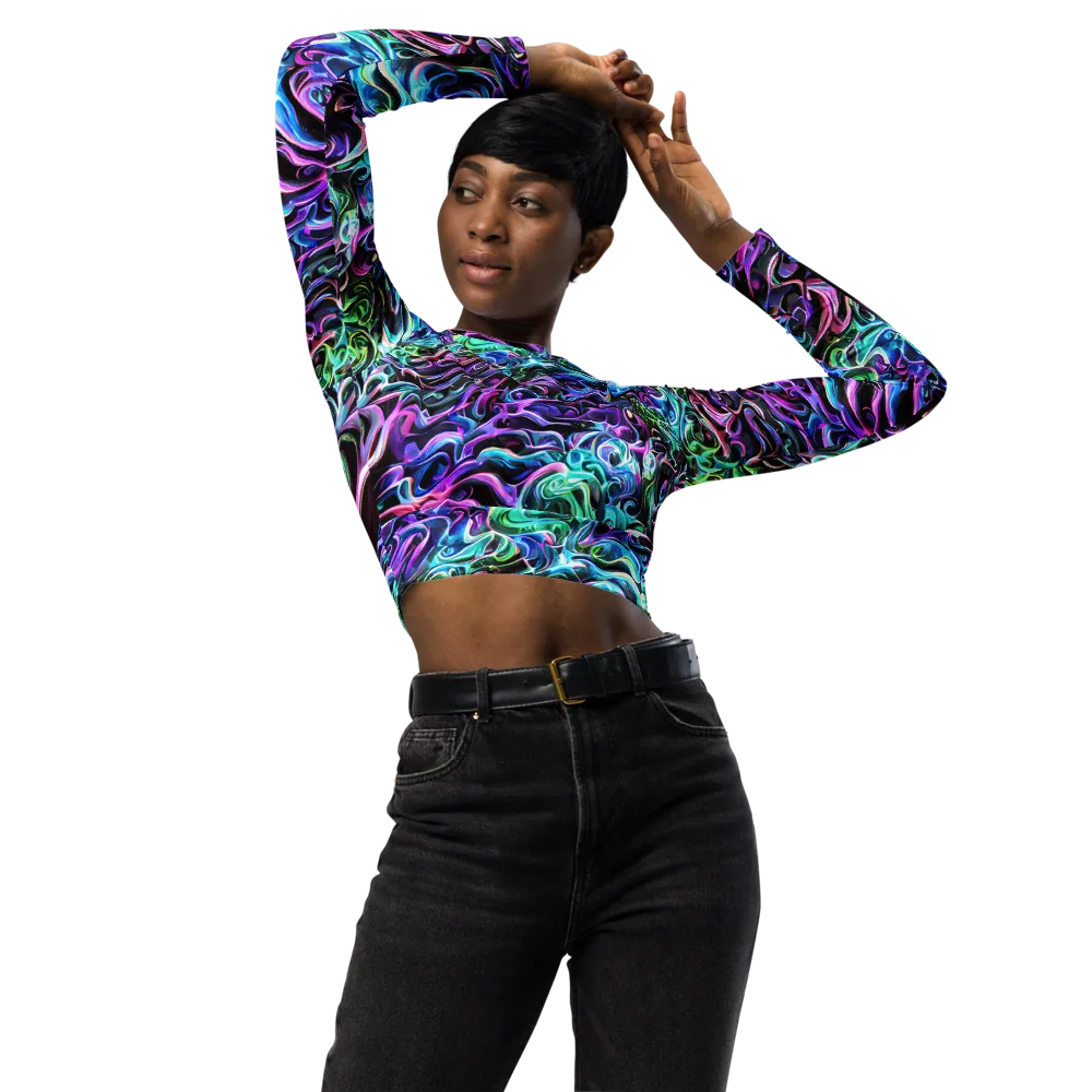 Afterglow Riptide on Long Sleeve Crop Top — Front