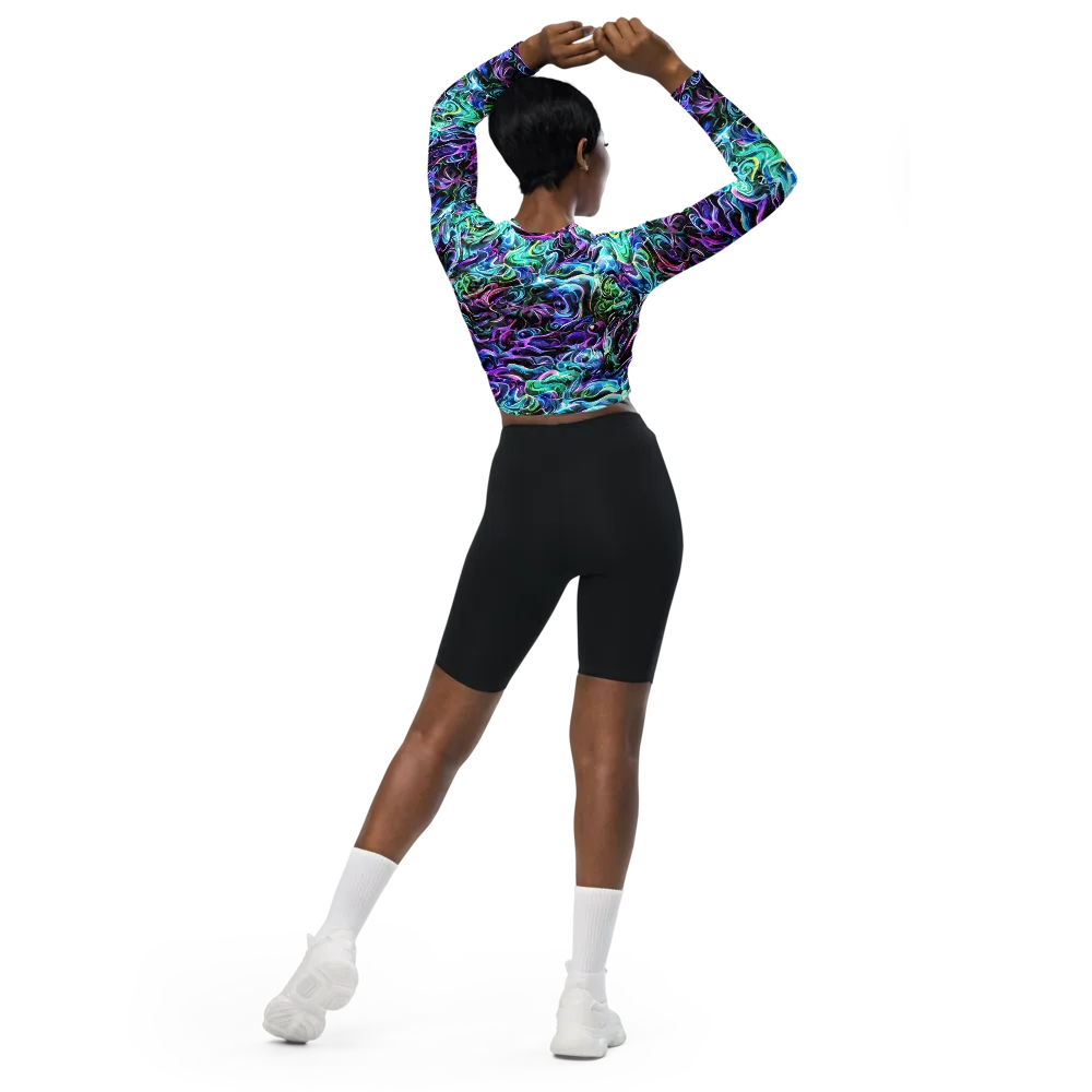 Afterglow Riptide on Long Sleeve Crop Top — Back
