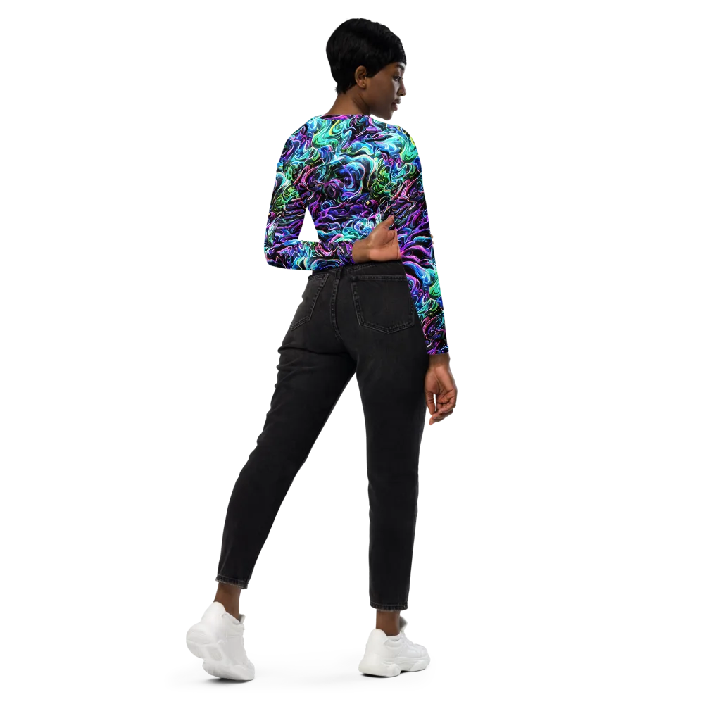 Afterglow Riptide on Long Sleeve Crop Top — Right Back
