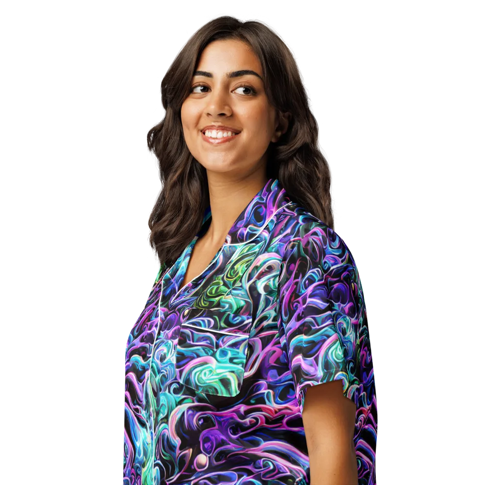 Afterglow Riptide on Women's Short Sleeve Pajama Top — Left Front