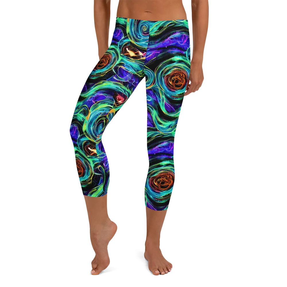 Luminous Swirl on Capri Leggings — Front