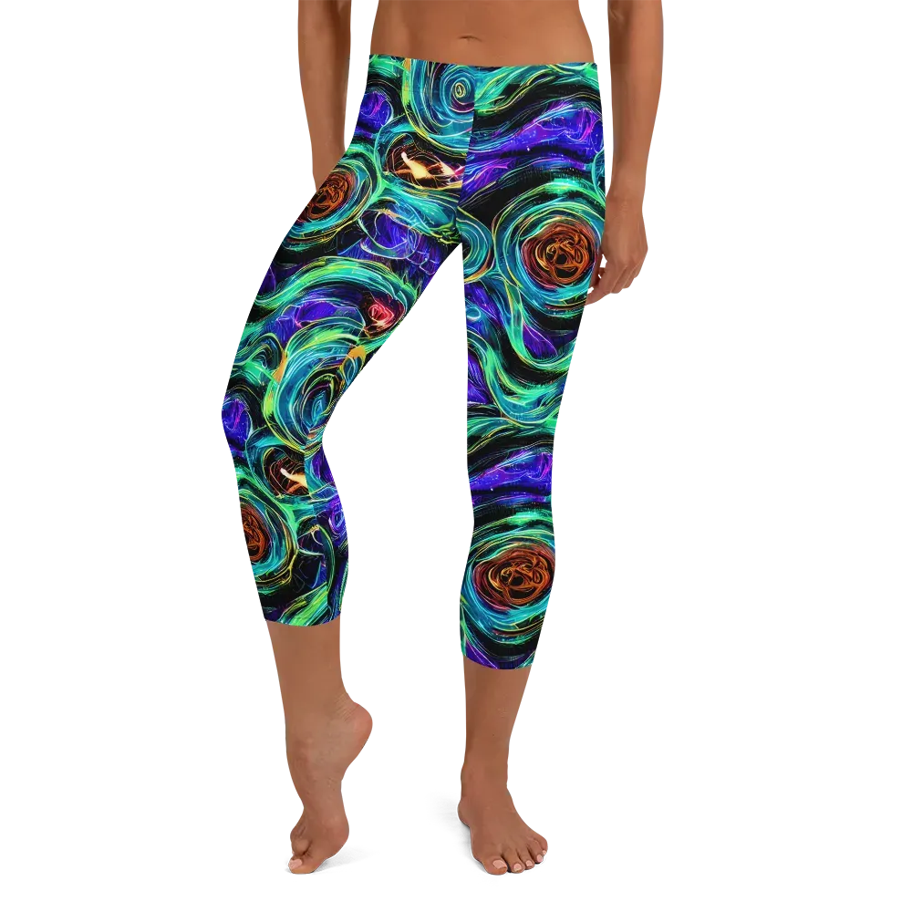 Luminous Swirl on Capri Leggings — Front