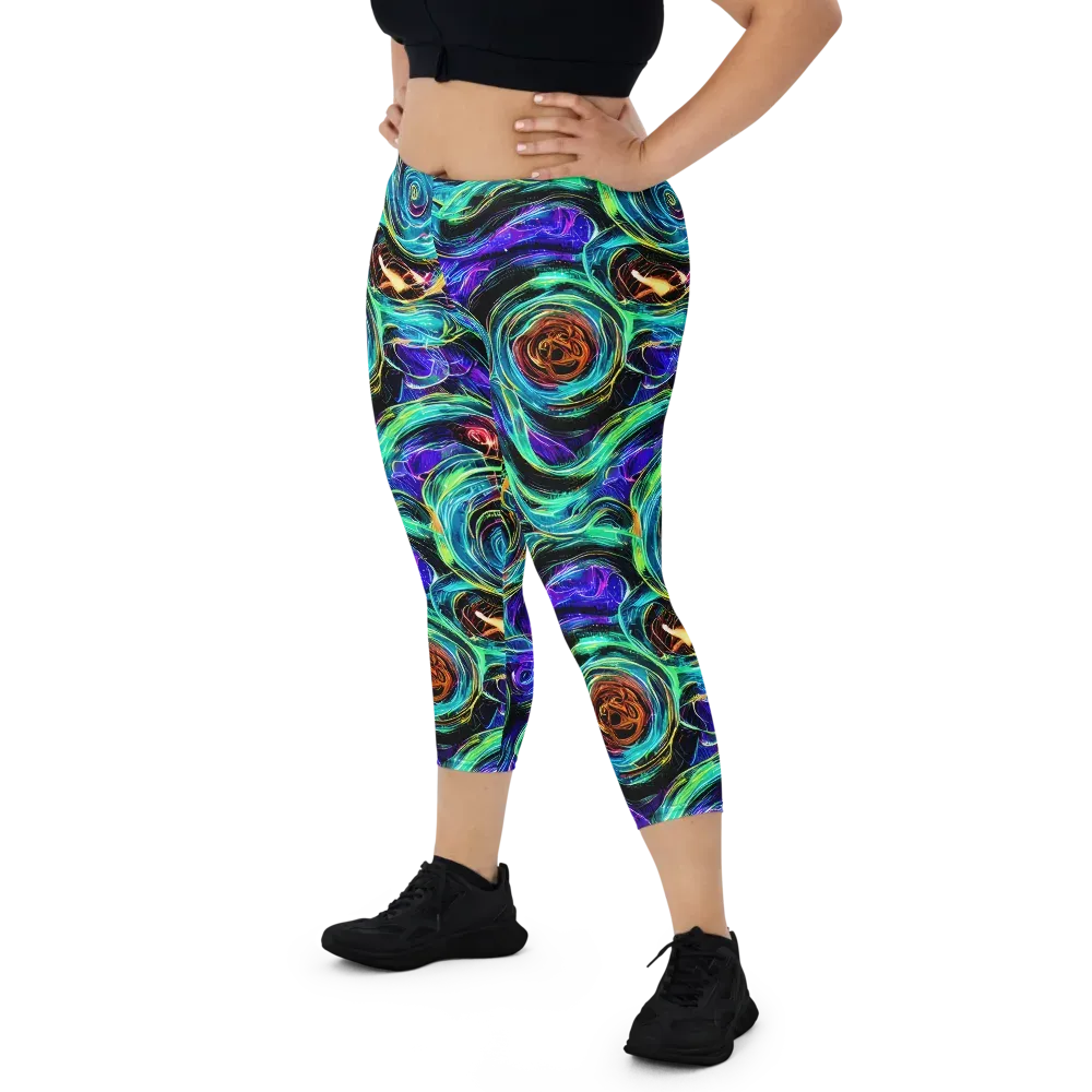 Luminous Swirl on Capri Leggings — Front