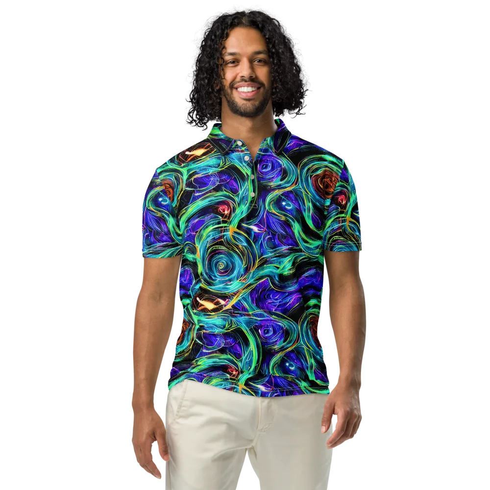 Luminous Swirl on Men's Slim Fit Polo Shirt — Front