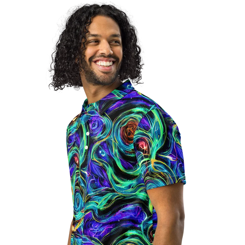 Luminous Swirl on Men's Slim Fit Polo Shirt — Left Front