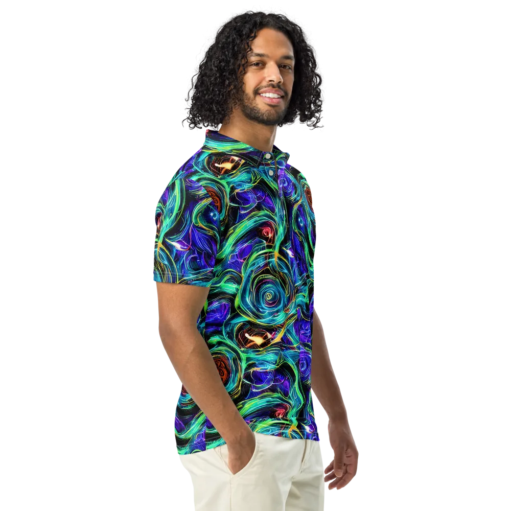 Luminous Swirl on Men's Slim Fit Polo Shirt — Right Front