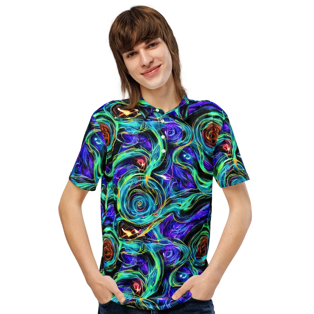 Luminous Swirl on Men's Slim Fit Polo Shirt — Front