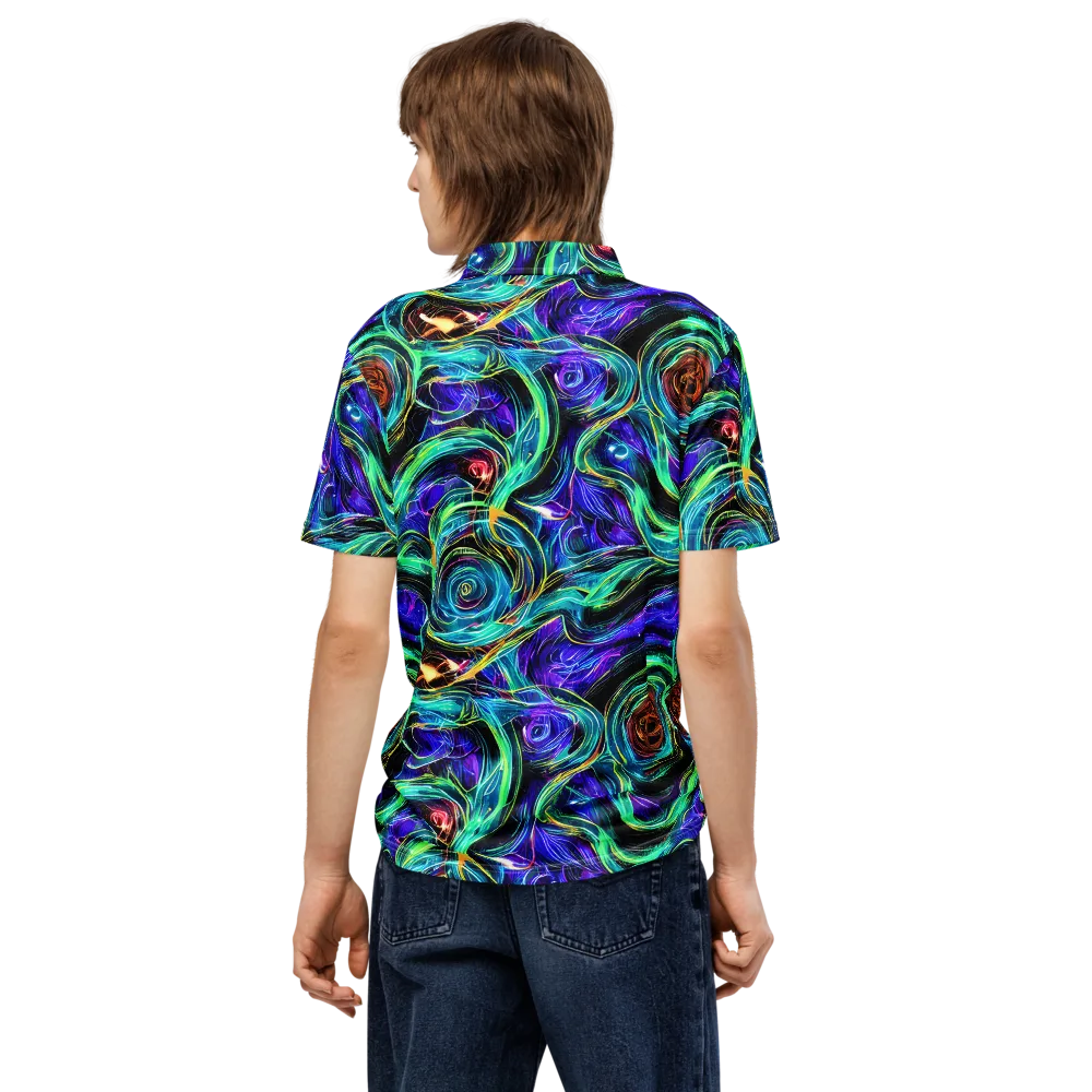 Luminous Swirl on Men's Slim Fit Polo Shirt — Back