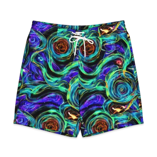 Luminous Swirl on a Men's Board Shorts