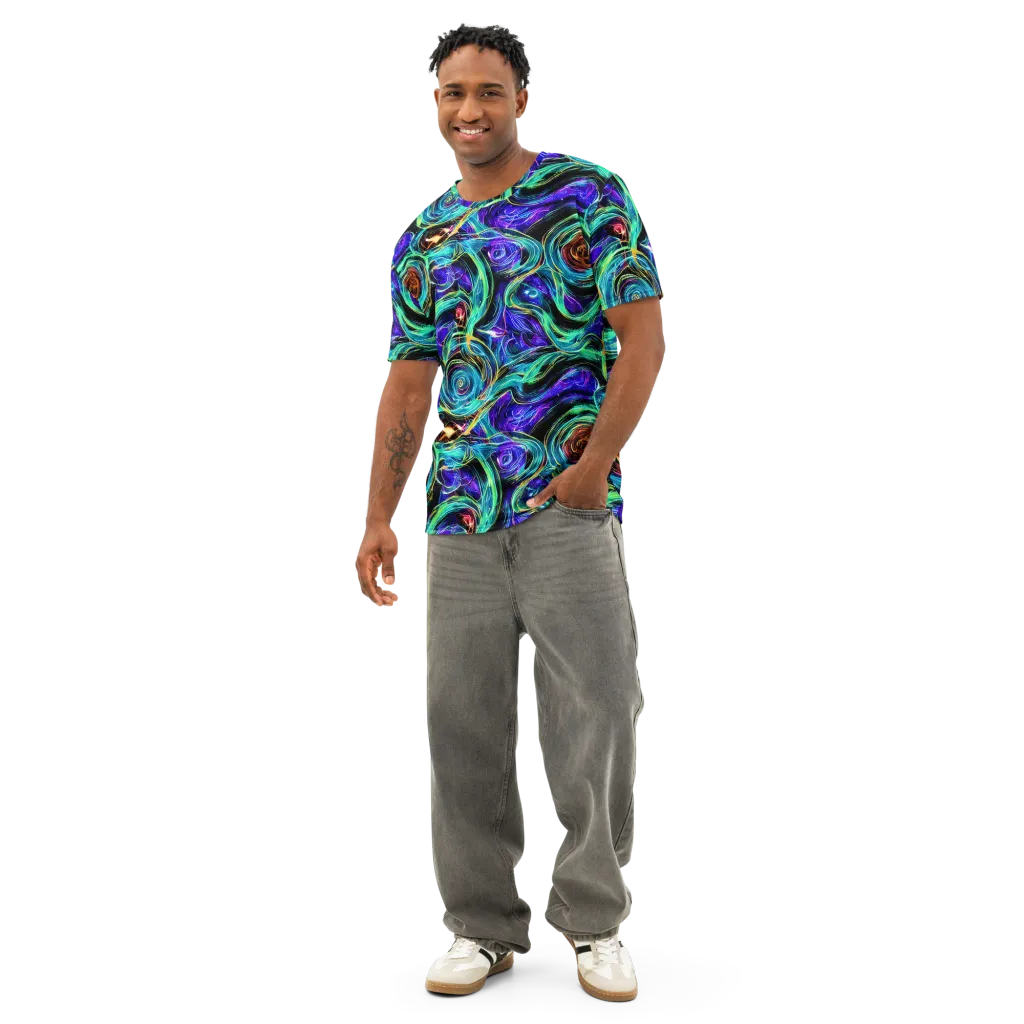 Luminous Swirl on Men's Cotton Crew Neck T-Shirt — Front