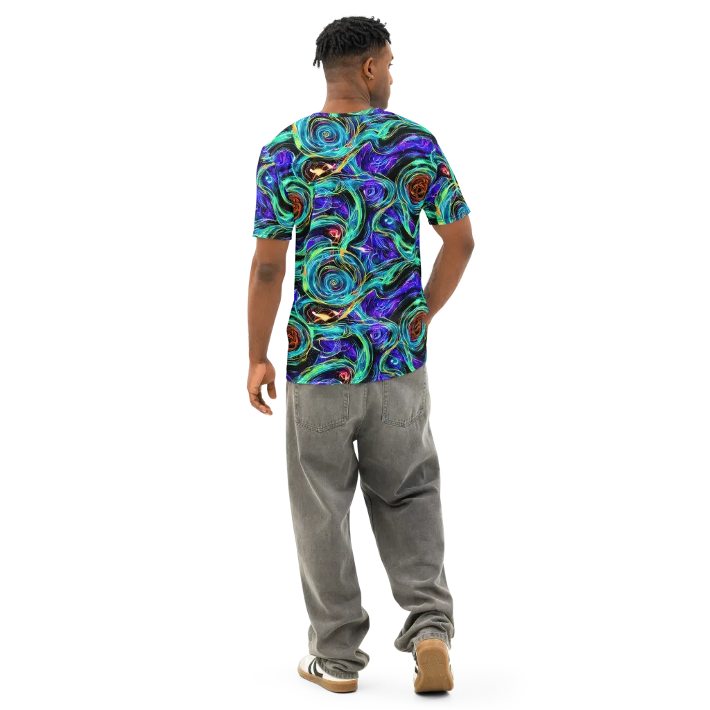 Luminous Swirl on Men's Cotton Crew Neck T-Shirt — Back