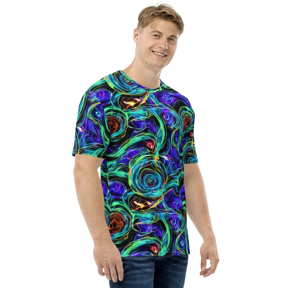Luminous Swirl on Men's Crew Neck T-Shirt — Right