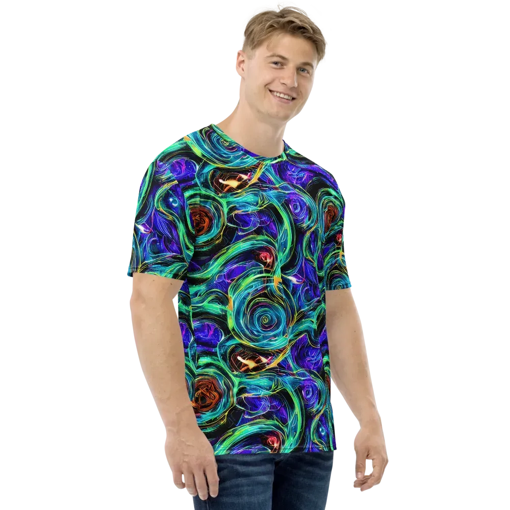 Luminous Swirl on Men's Crew Neck T-Shirt — Right