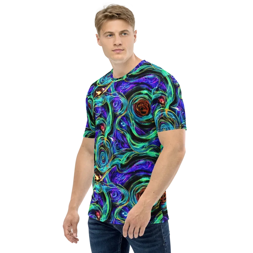 Luminous Swirl on Men's Crew Neck T-Shirt — Left