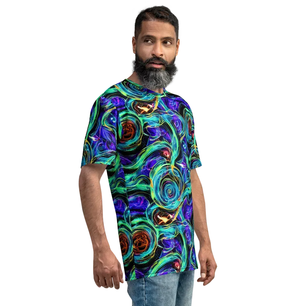 Luminous Swirl on Men's Crew Neck T-Shirt — Right