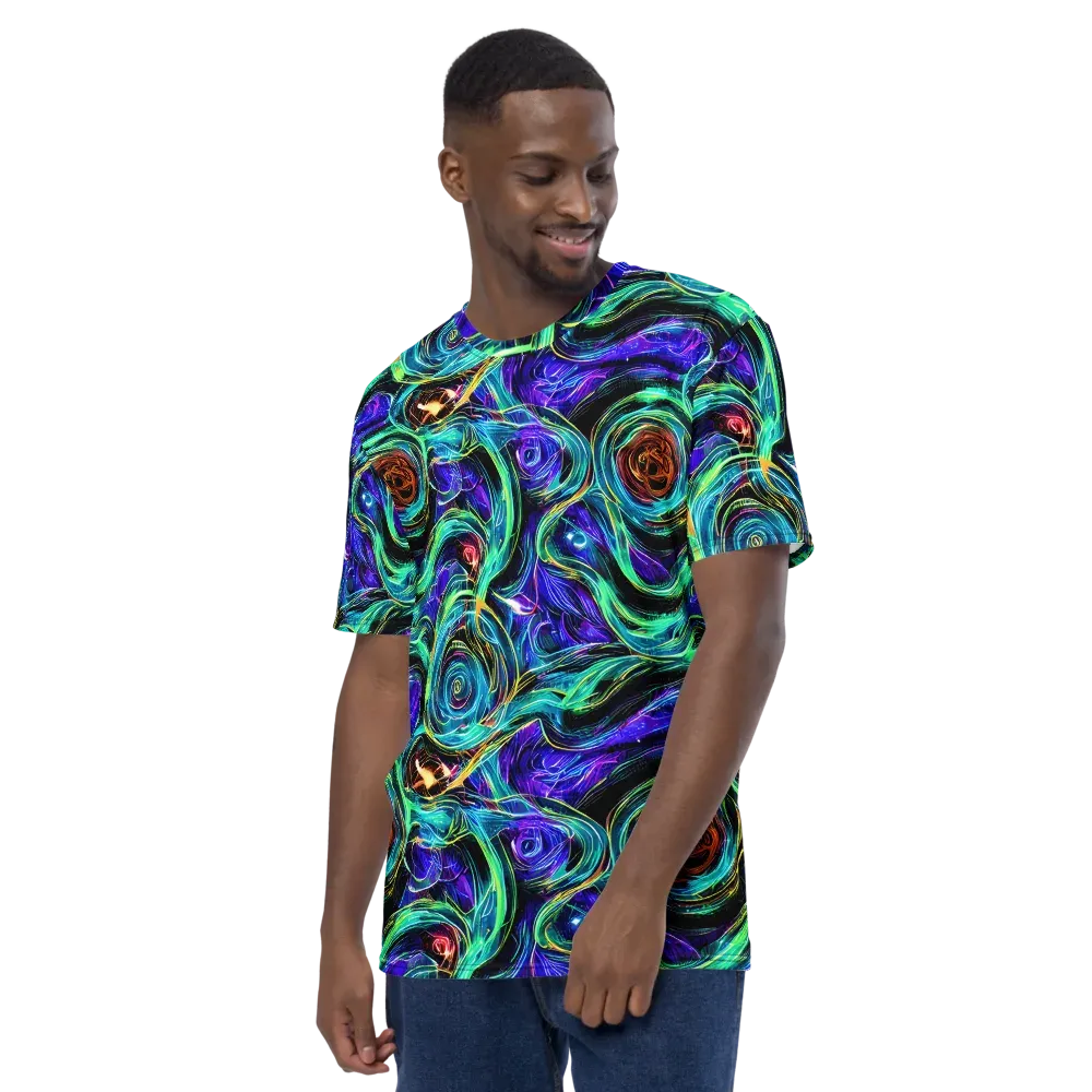 Luminous Swirl on Men's Crew Neck T-Shirt — Left