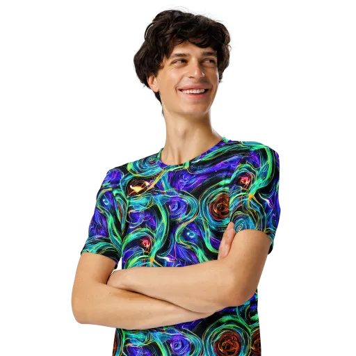 Luminous Swirl on a Men's Crew Neck T-Shirt