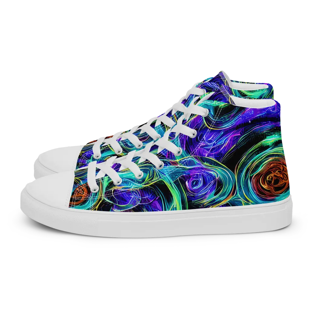 Luminous Swirl on Men's High Top Canvas Shoes — Left