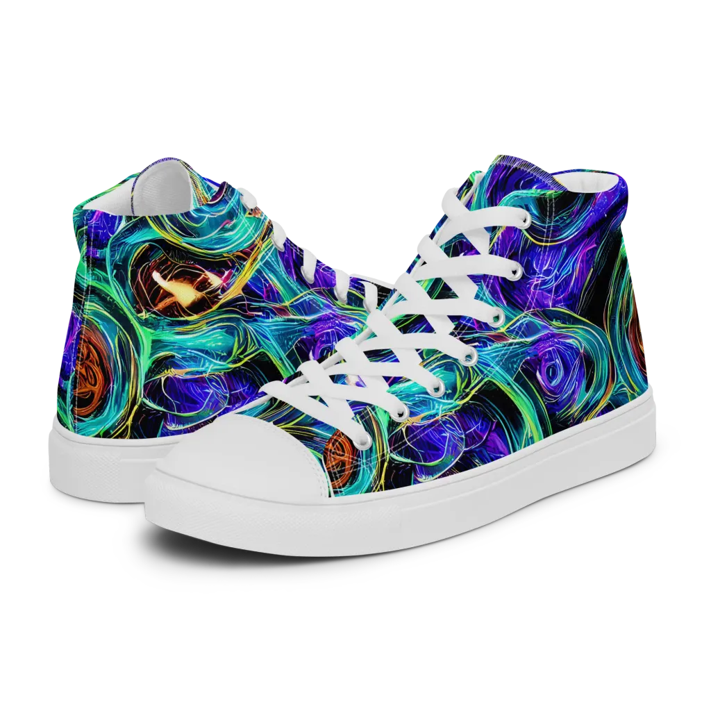 Luminous Swirl on Men's High Top Canvas Shoes — Left