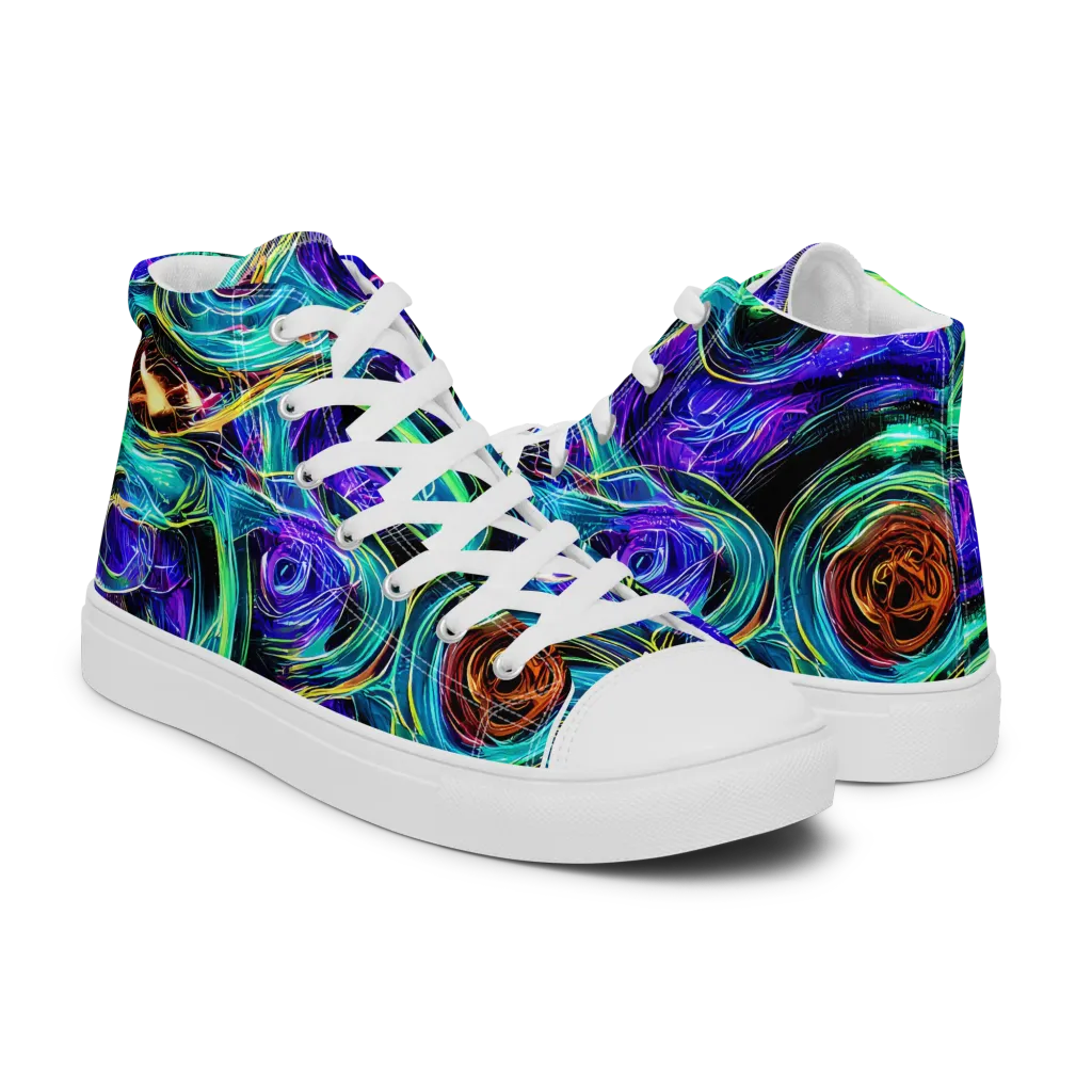 Luminous Swirl on Men's High Top Canvas Shoes — Right