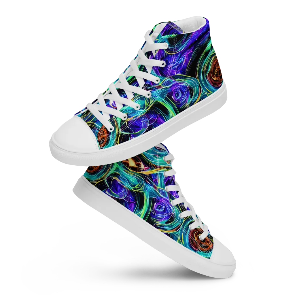 Luminous Swirl on Men's High Top Canvas Shoes — Front