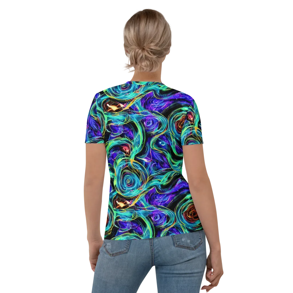 Luminous Swirl on Women's Crew Neck T-Shirt — Back