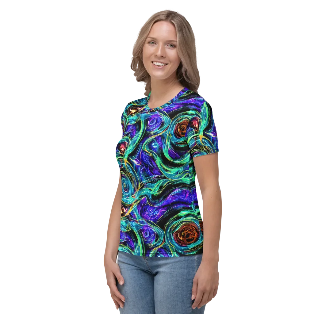 Luminous Swirl on Women's Crew Neck T-Shirt — Left