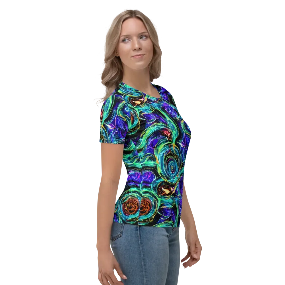 Luminous Swirl on Women's Crew Neck T-Shirt — Right