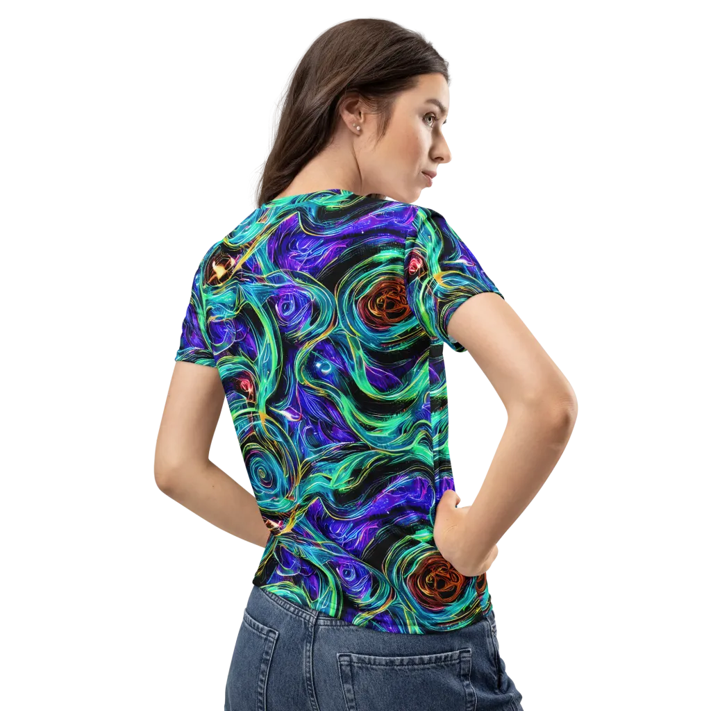 Luminous Swirl on Women's Crew Neck T-Shirt — Back