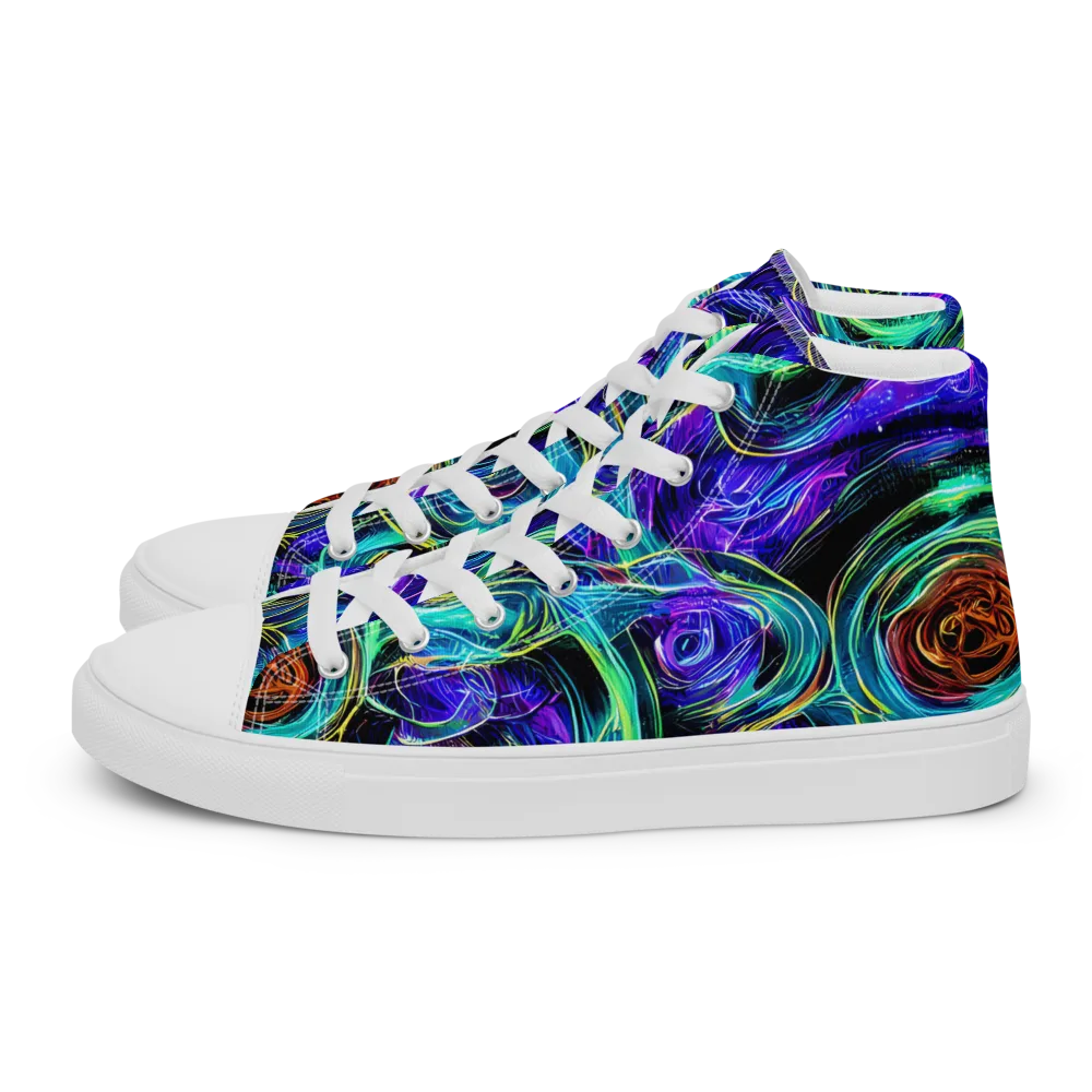 Luminous Swirl on Women's High Top Canvas Shoes — Left