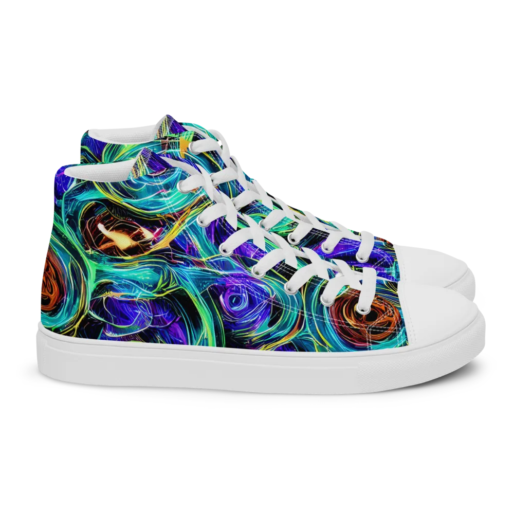 Luminous Swirl on Women's High Top Canvas Shoes — Right