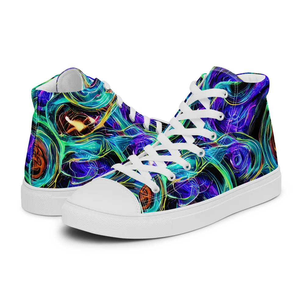 Luminous Swirl on Women's High Top Canvas Shoes — Left