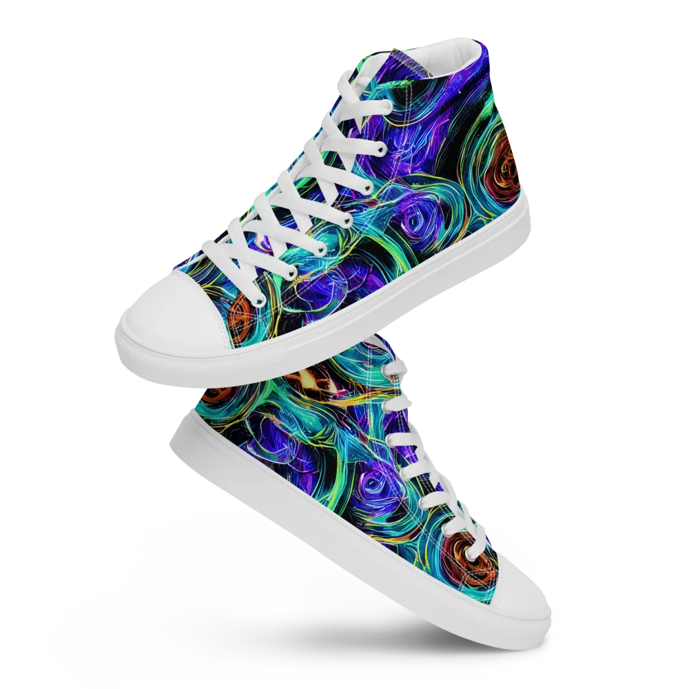 Luminous Swirl on Women's High Top Canvas Shoes — Front