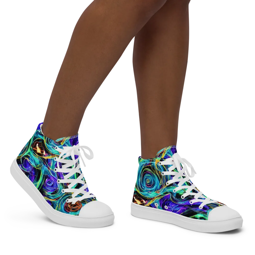 Luminous Swirl on Women's High Top Canvas Shoes — Right