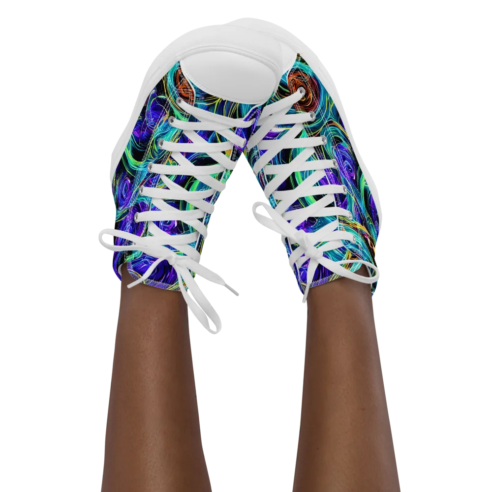 Luminous Swirl on Women's High Top Canvas Shoes — Front