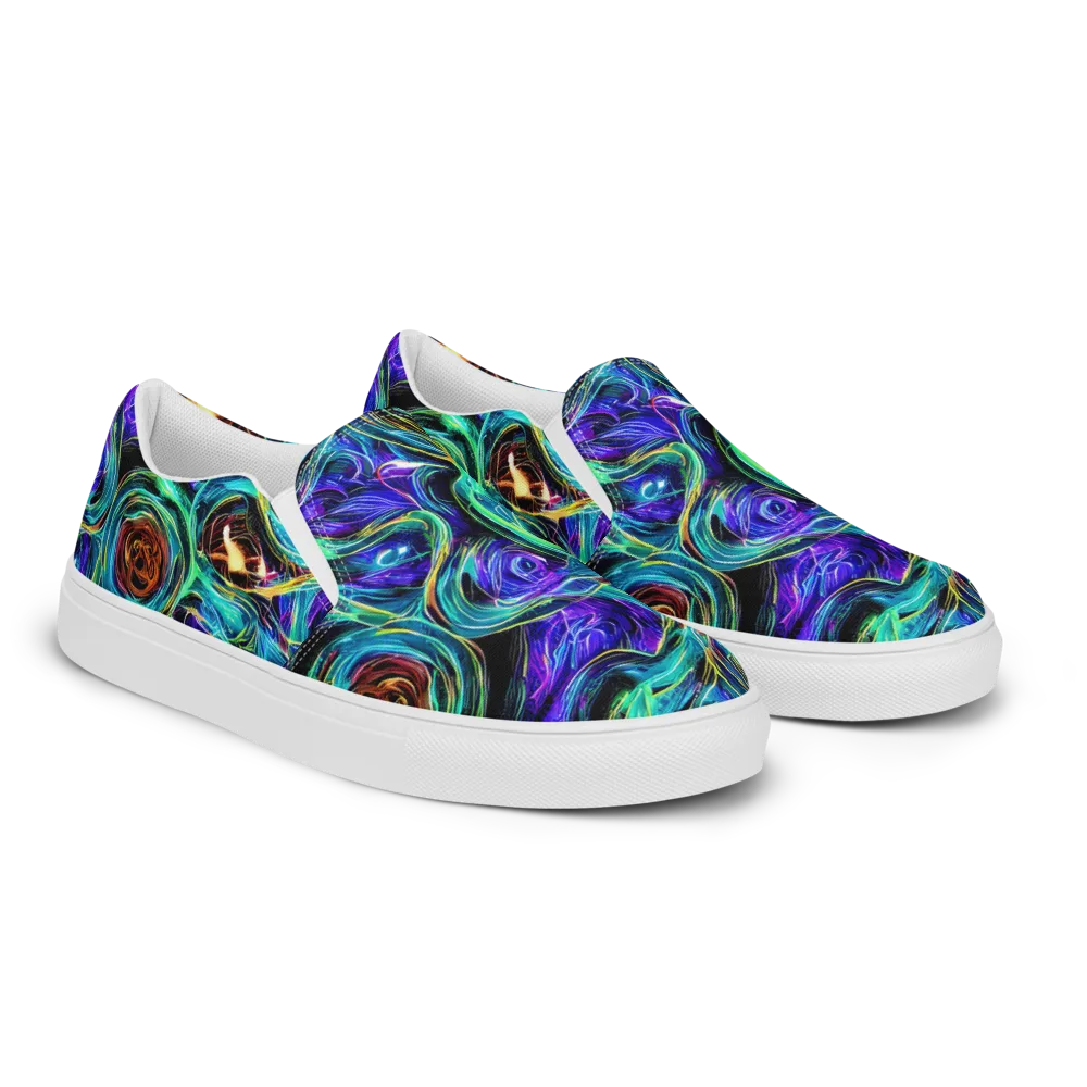 Luminous Swirl on Men's Slip-On Canvas Shoes — Right Front
