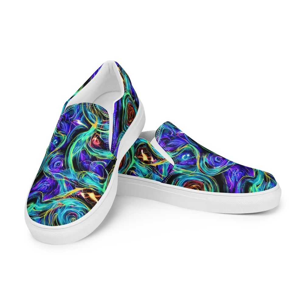 Luminous Swirl on Men's Slip-On Canvas Shoes — Left Front
