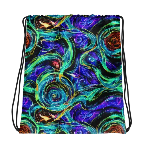 Luminous Swirl on a Drawstring Bag