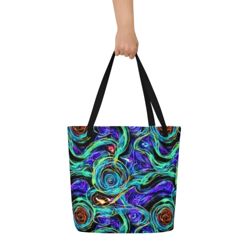 Luminous Swirl on a Large Tote Bag W/ Pocket