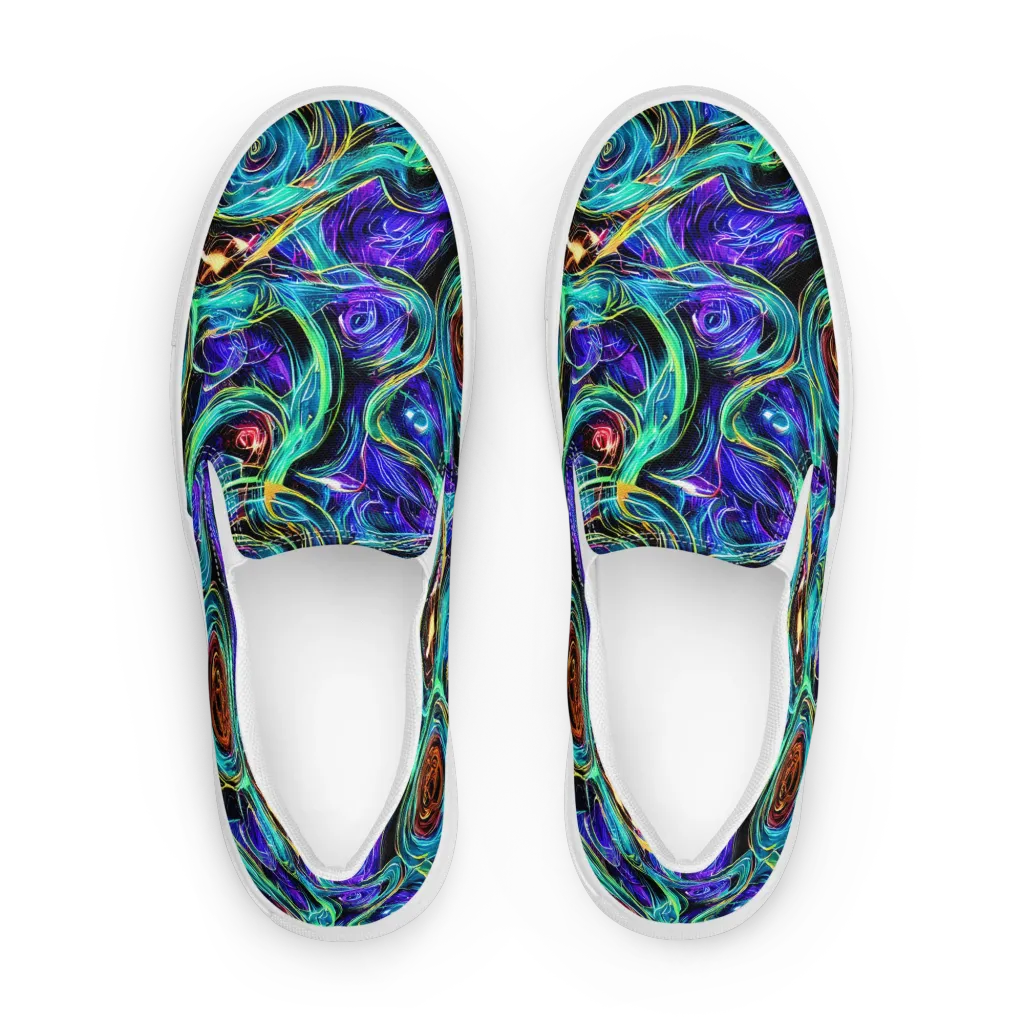 Luminous Swirl on Women's Slip-On Canvas Shoes — Front