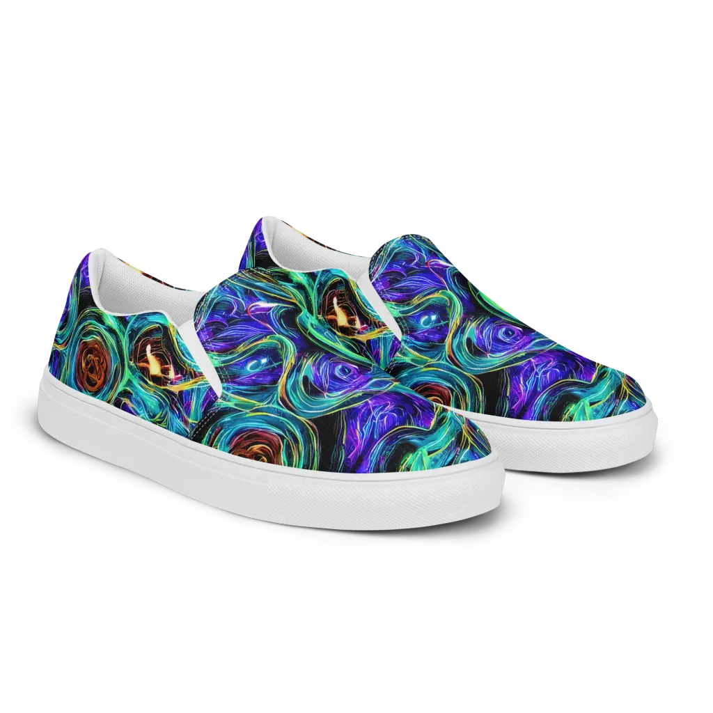 Luminous Swirl on Women's Slip-On Canvas Shoes — Right Front