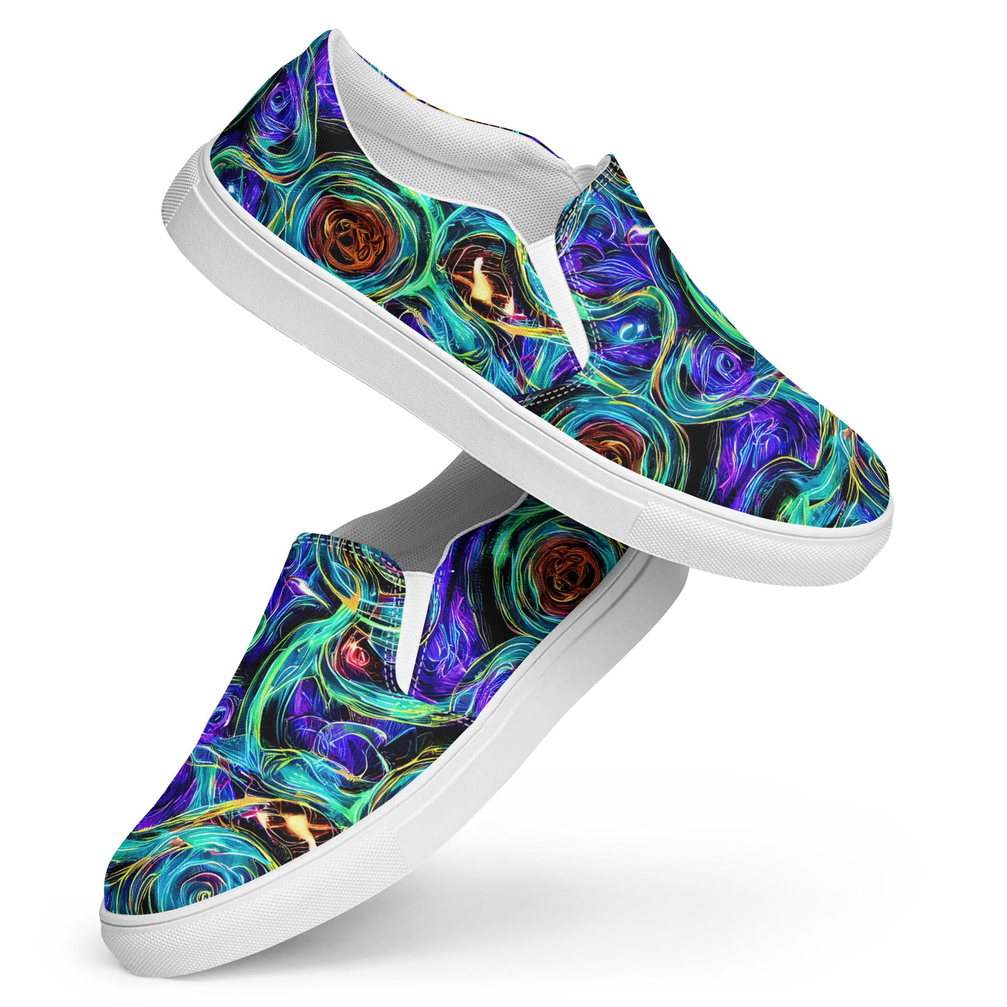 Luminous Swirl on Women's Slip-On Canvas Shoes — Front