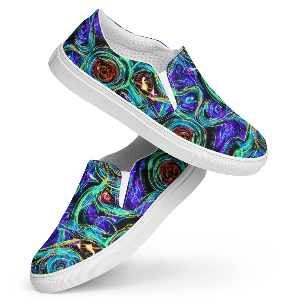 Luminous Swirl on Women's Slip-On Canvas Shoes — Front