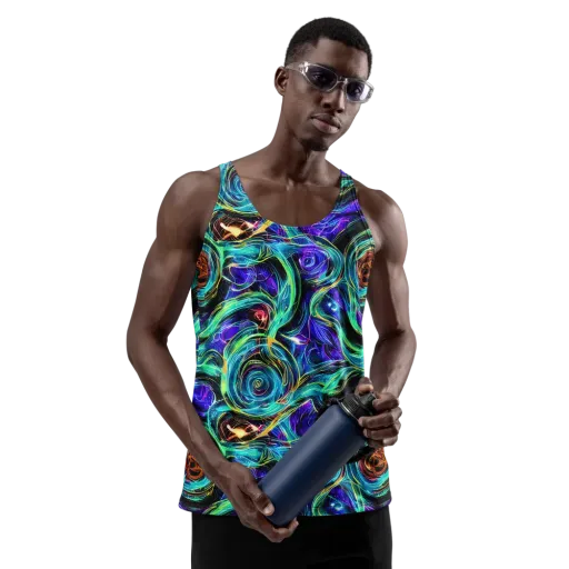 Luminous Swirl on a Men's Tank Top