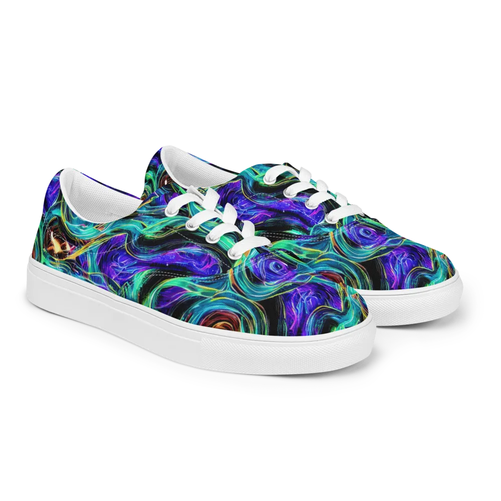 Luminous Swirl on Men's Lace-Up Canvas Shoes — Right Front