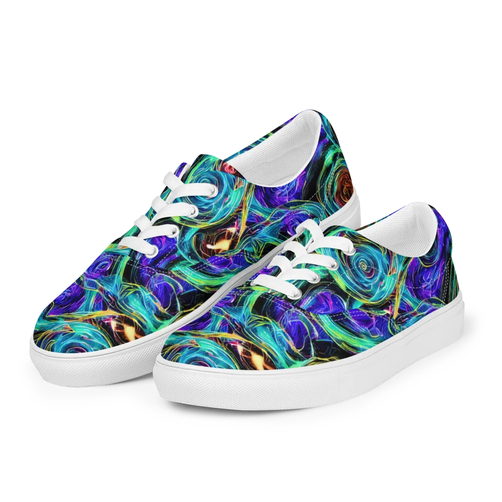 Luminous Swirl on Men's Lace-Up Canvas Shoes — Left Front